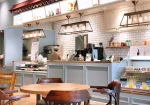 Modern cafe with gourmet pastries
